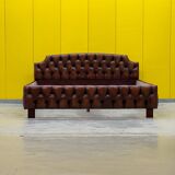 1980's Chesterfield Brown leather Bed.