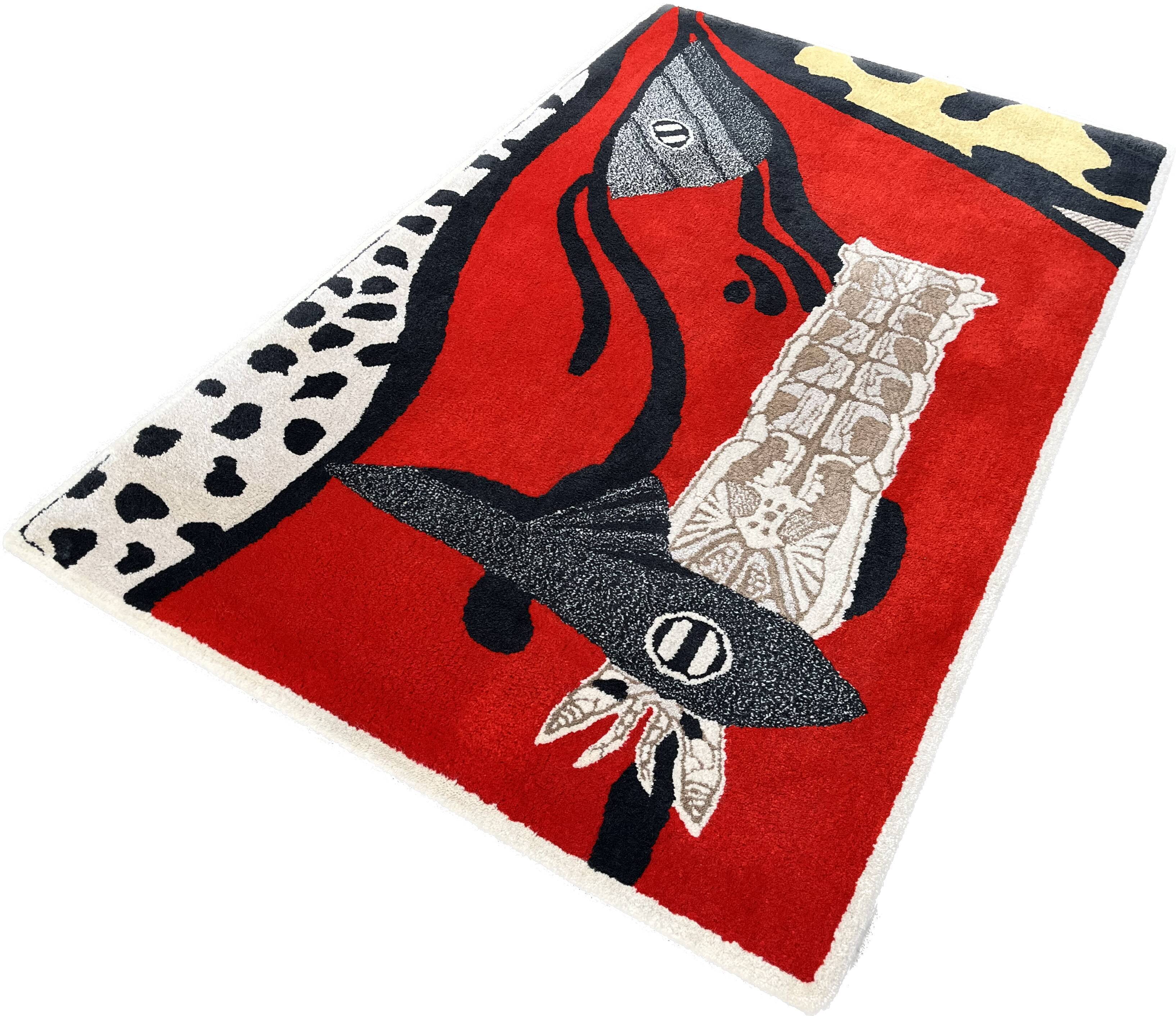 Tufted rug, "fish/cat"