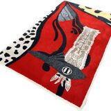 Tapis tufté, "poisson/chat"