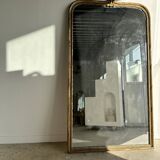 Large gilded mirror 19th century rounded corners mercury glass Louis XVI style