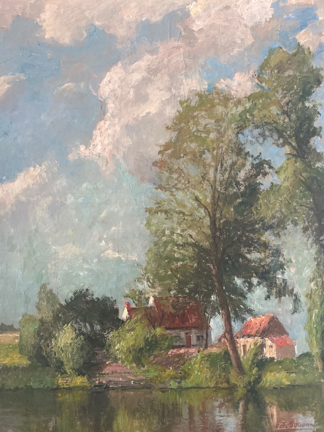 Paysage lacustre signé de 1943