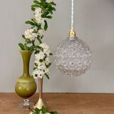Vintage molded glass globe pendant light