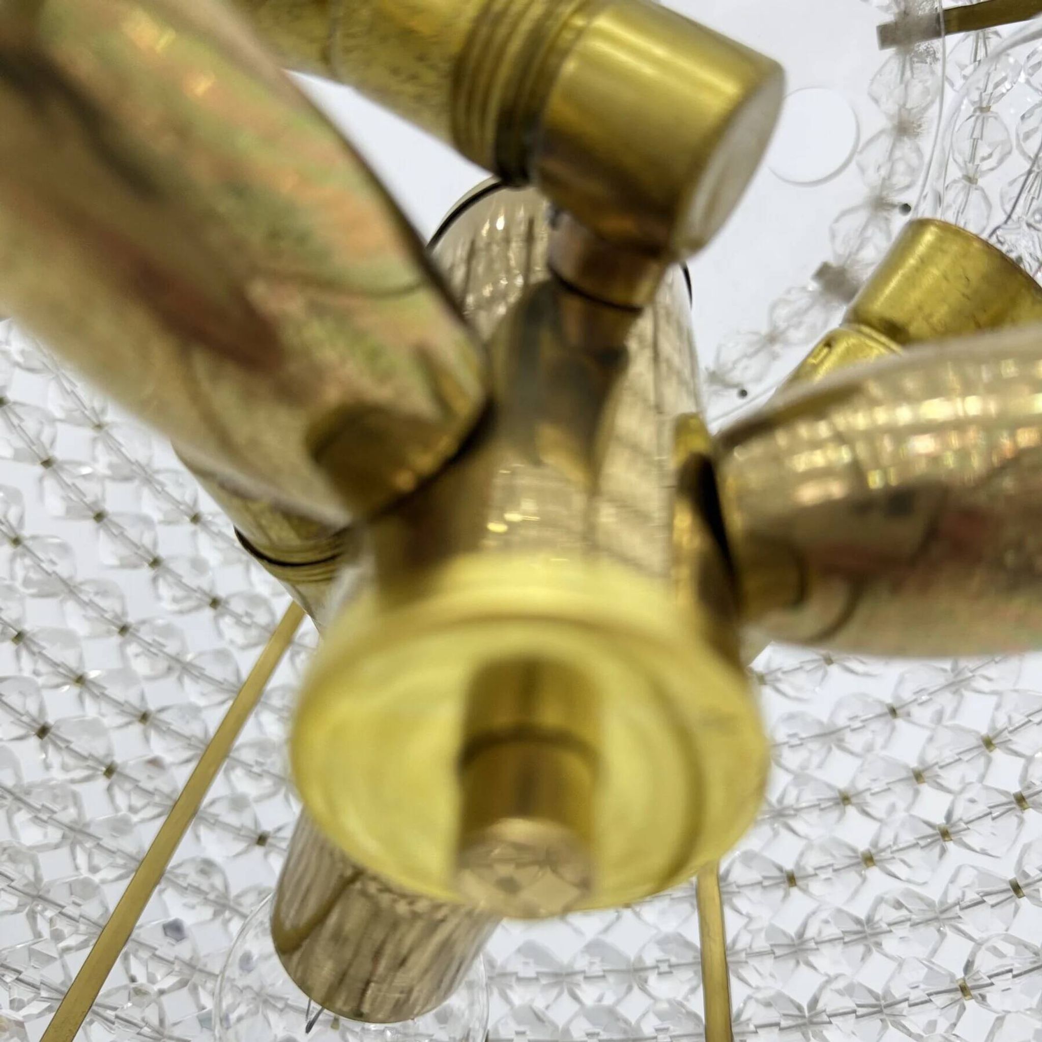 Brass & acrylic ball hanging lamp pendant by Emil Stejnar, 1950s