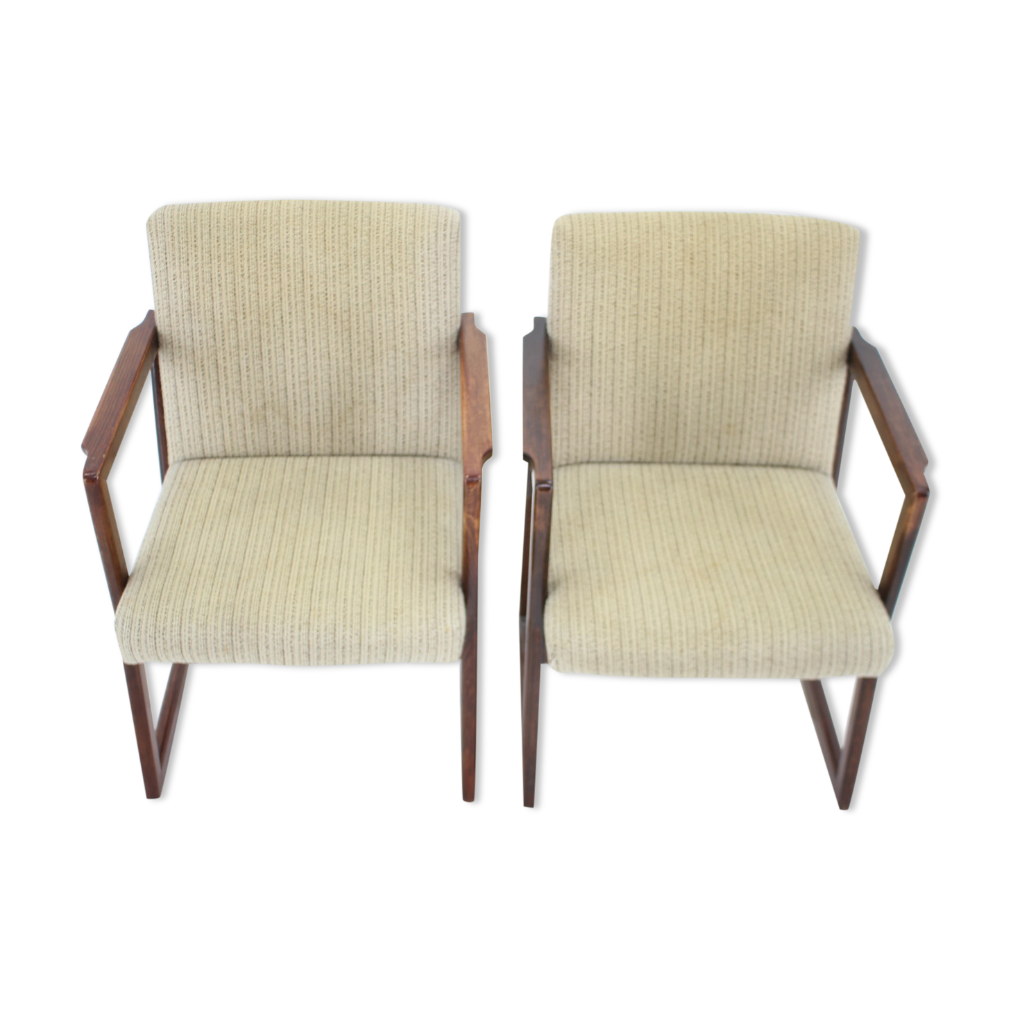 Pair of beech armachairs ,czechoslovakia 1960s