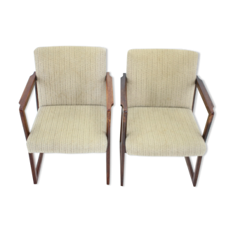 Pair of beech armachairs ,czechoslovakia 1960s