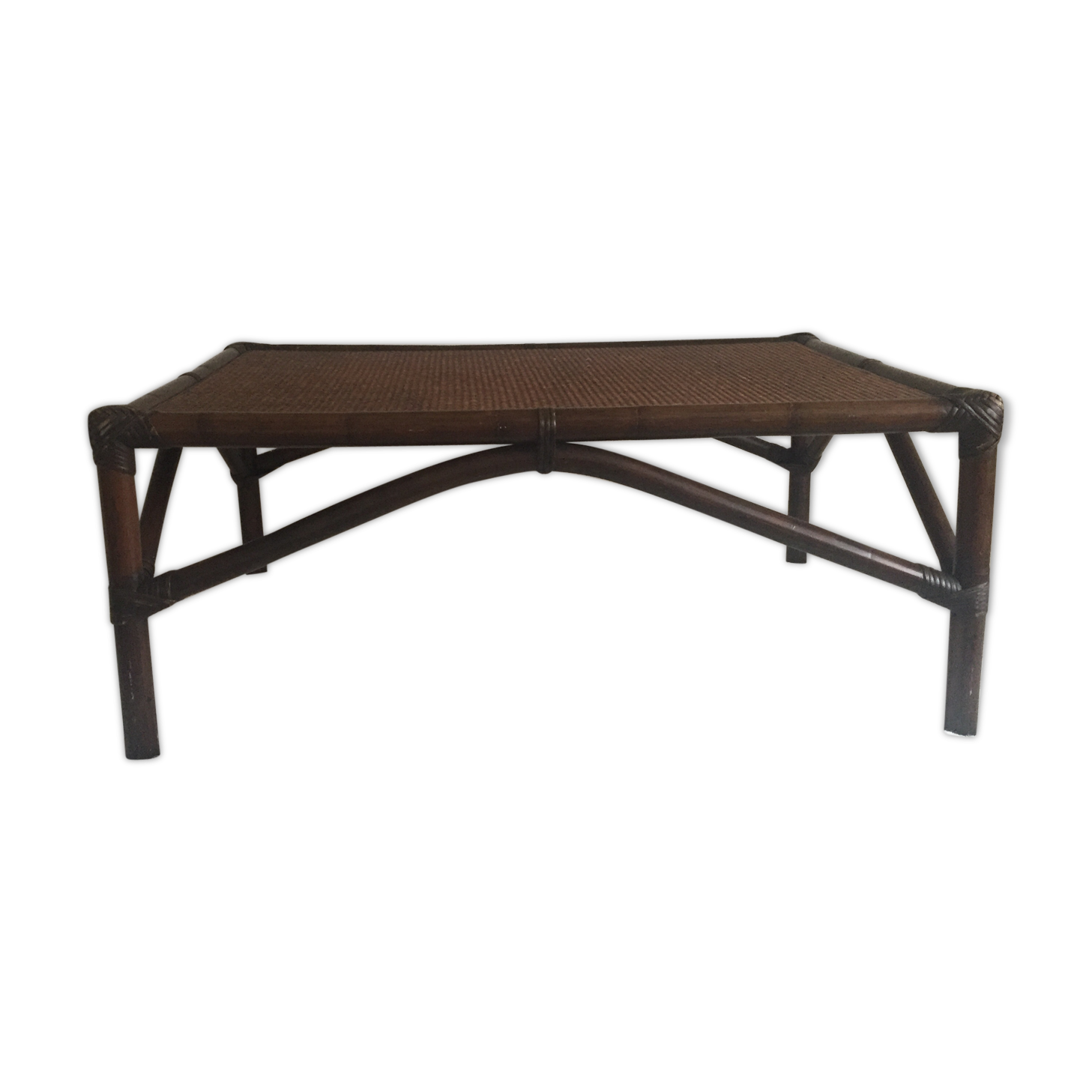 Braided rattan coffee table