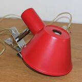 Adjustable clamp spotlight in red lacquered metal - vintage design