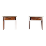Set of 2 Italian Midcentury Rosewood and carrara bedsides tables