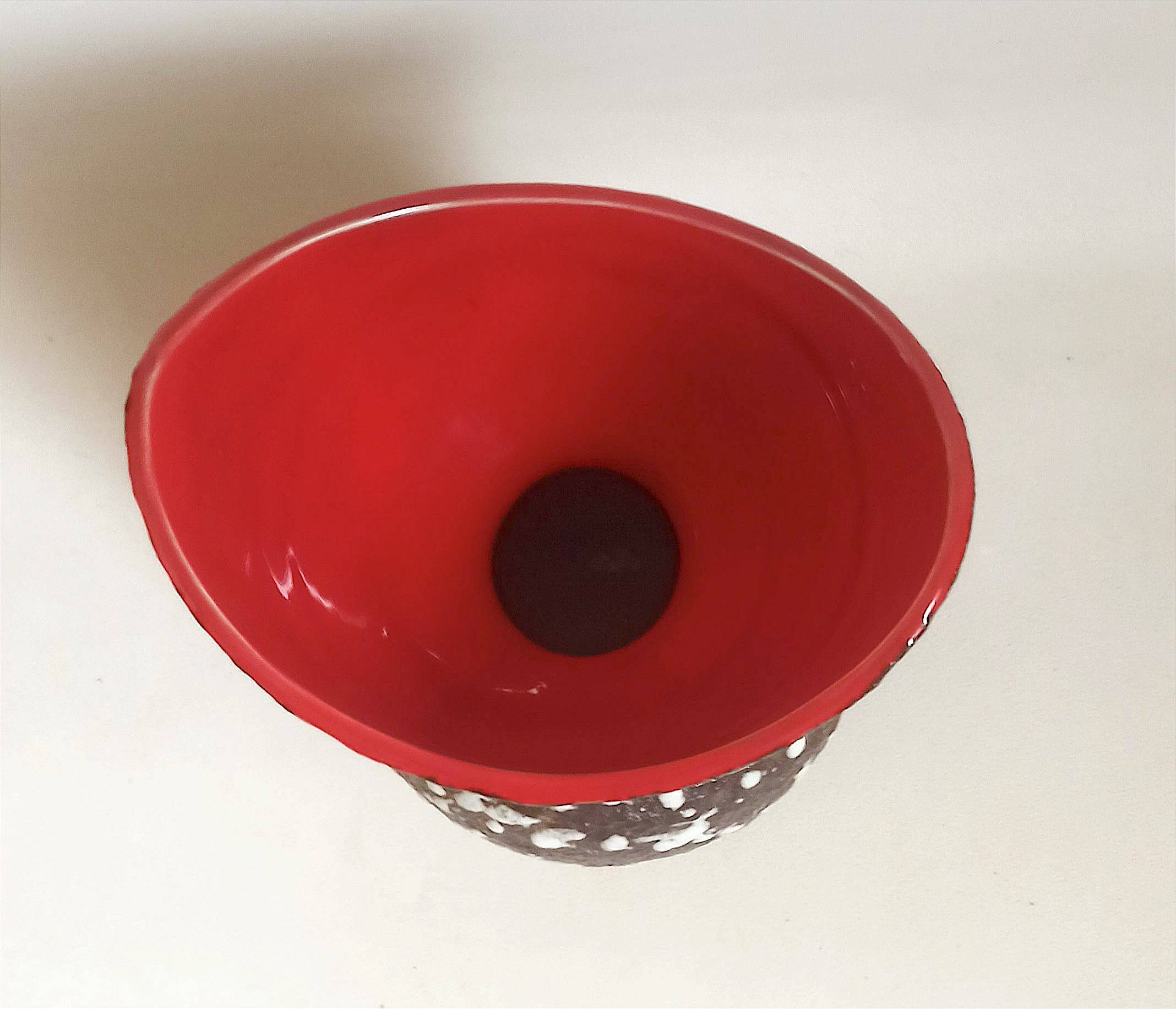 Vallauris Fat Lava Vase Red black 1950s Height 27 cm