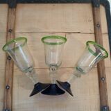 3 stemmed glasses in bubble and blown glass