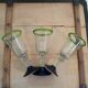 3 stemmed glasses in bubble and blown glass