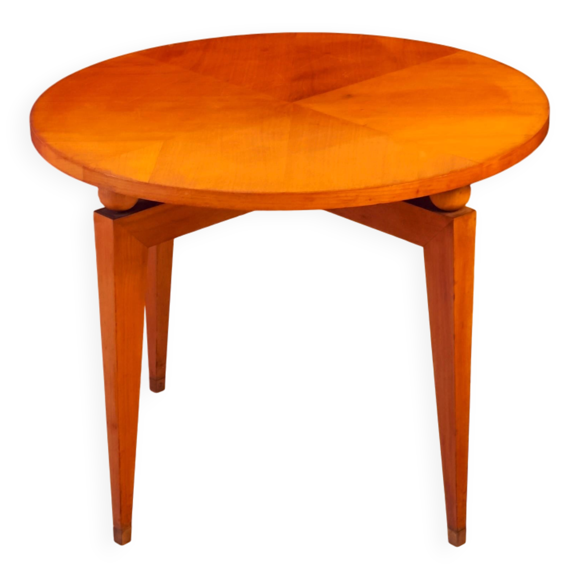 Maison Gouffé Gueridon Table in Sycamore and Bronze, France, circa 1950