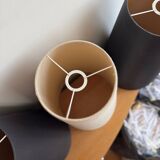 Set of 4 fabric cone lampshades – black and beige
