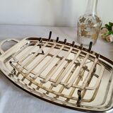 Silver-plated serving dish Quist and its asparagus cradle grid.