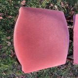 Armchair Voltaire or shepherdess and foot rest in pink velvet Louis XVI