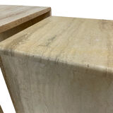 Italian travertine pull out tables, 1970