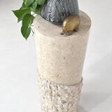 Hollywood regency style column in stone marquetry