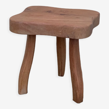 Vintage solid elm tripod stool 1960