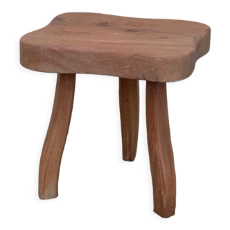 Vintage solid elm tripod stool 1960