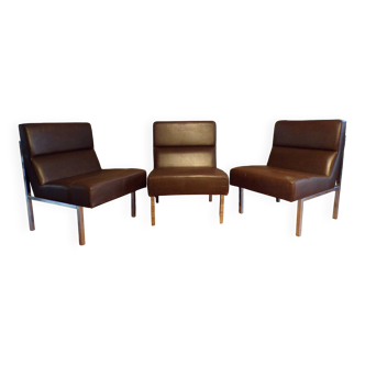 Trio of vinco armchairs in imitation leather