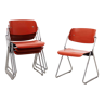 Lot de 4 chaises Wilkhahn vintages empilables couleur rouge