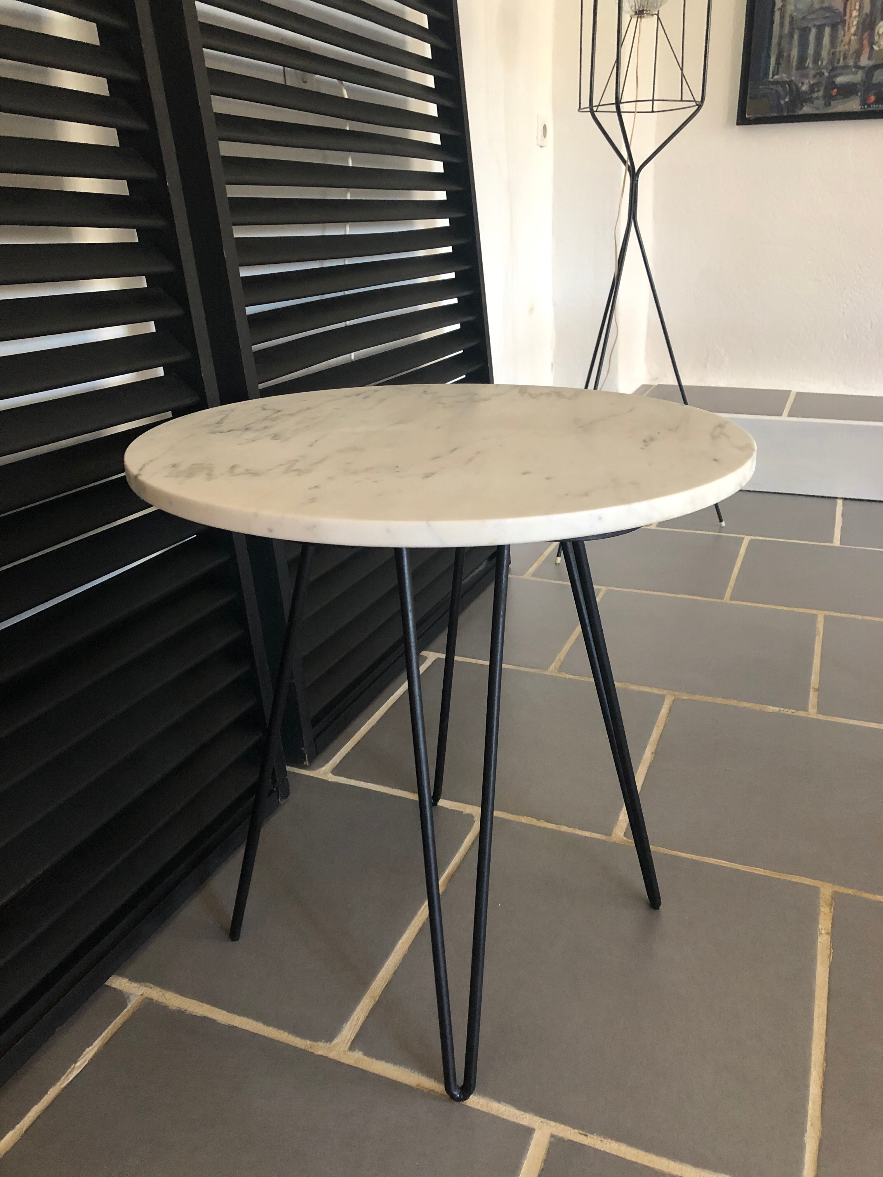 Vintage marble tray side table