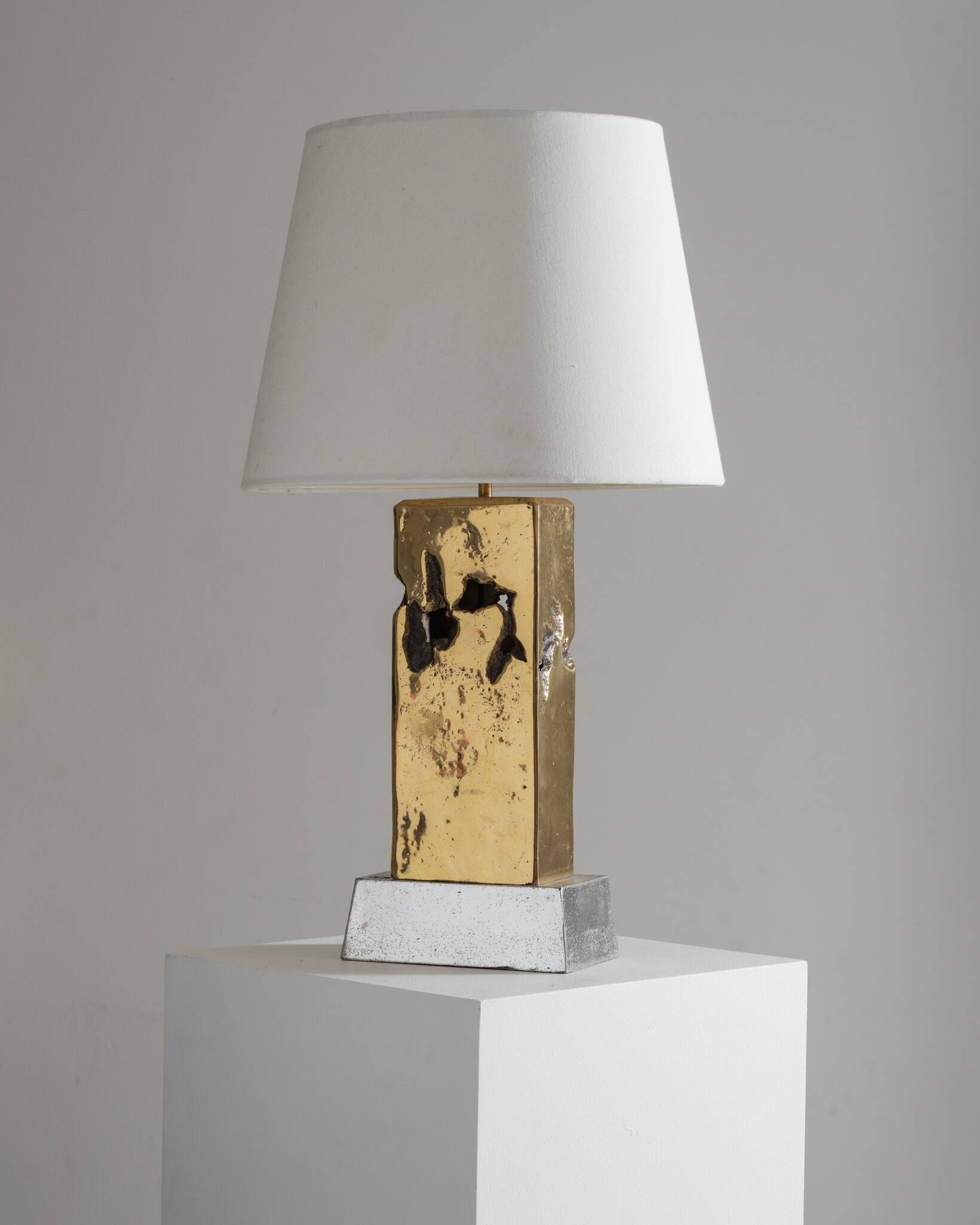 BRUTALIST BRONZE LAMP, DAVID MARSHALL, 1980s
