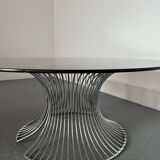 Table basse en verre fumé, années 1980