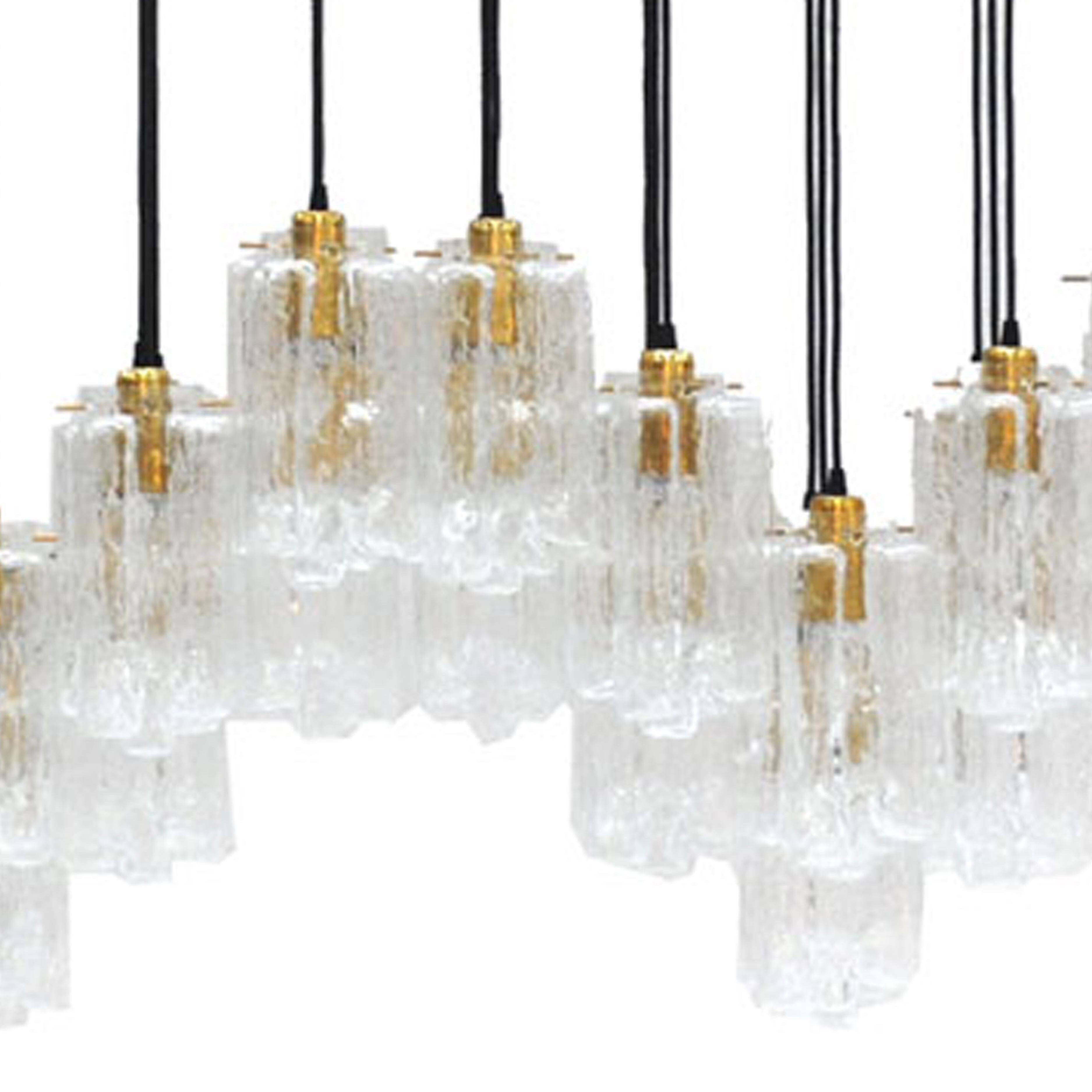 Contemporary Modern Italian Murano Glass and Brass Suspension Lamp