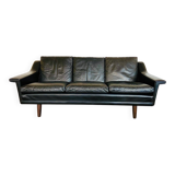 Vintage Danish Mid-Century Georg Thams 3-Seater Sofa in Black Leather, 1960