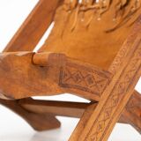 Pair of Folding Chair, Wood and Leather, Brazilian style