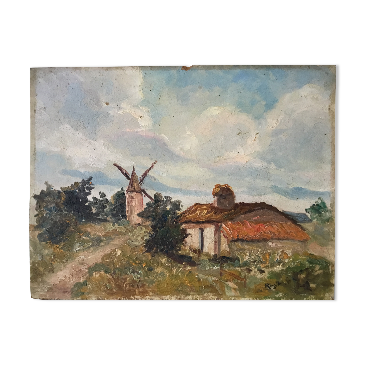 Small landscape painting of countryside