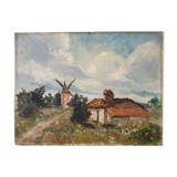 Small landscape painting of countryside