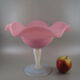 Cup on piedouche in pink opaline and translucent white period XX th