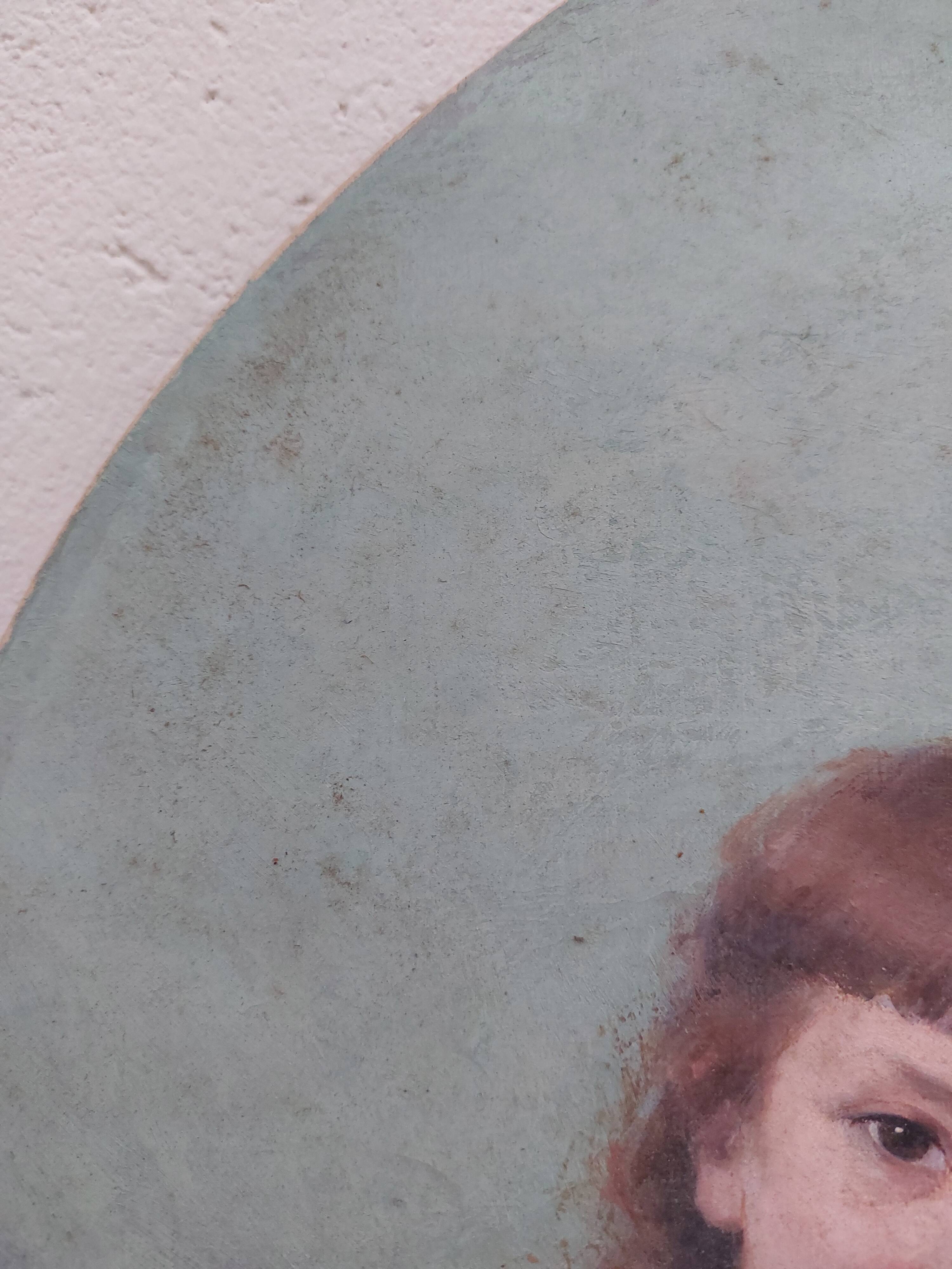 Portrait painting to young girls oil on canvas 19th