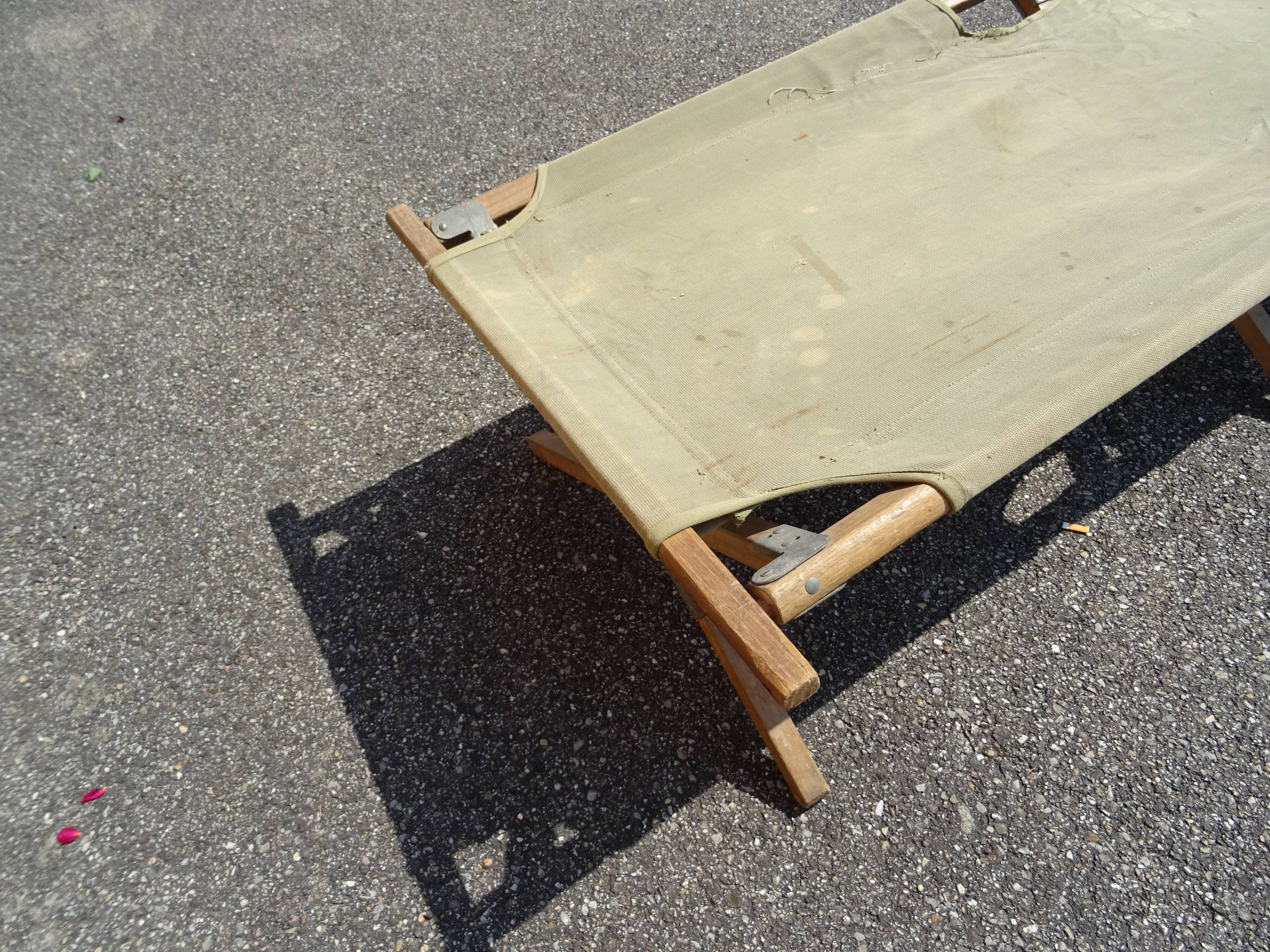 Khaki military camp bed