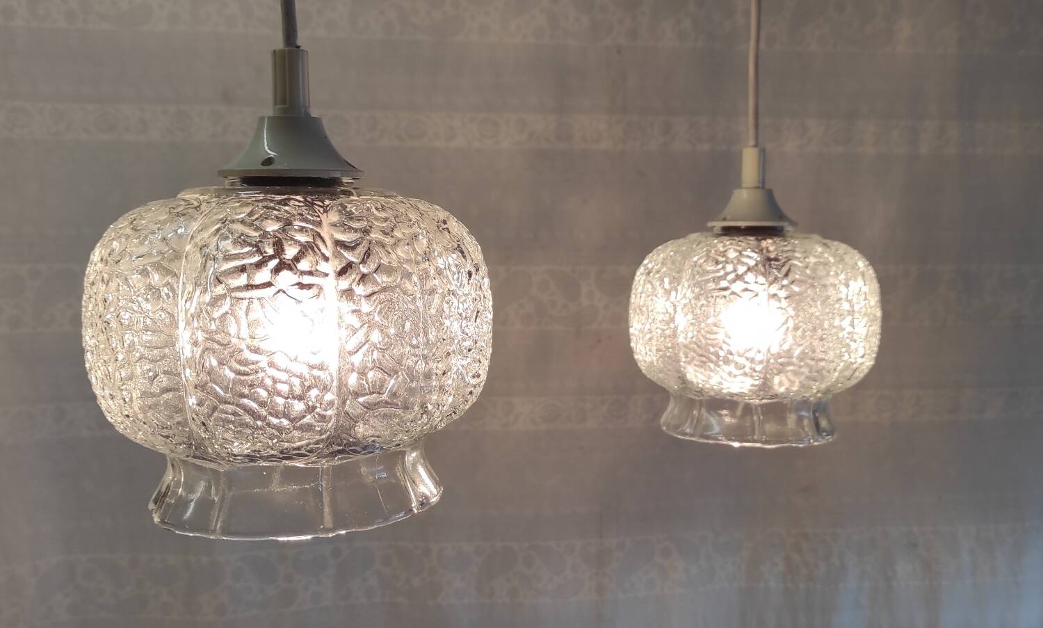 Vintage glass pendant lights - 60s/70s