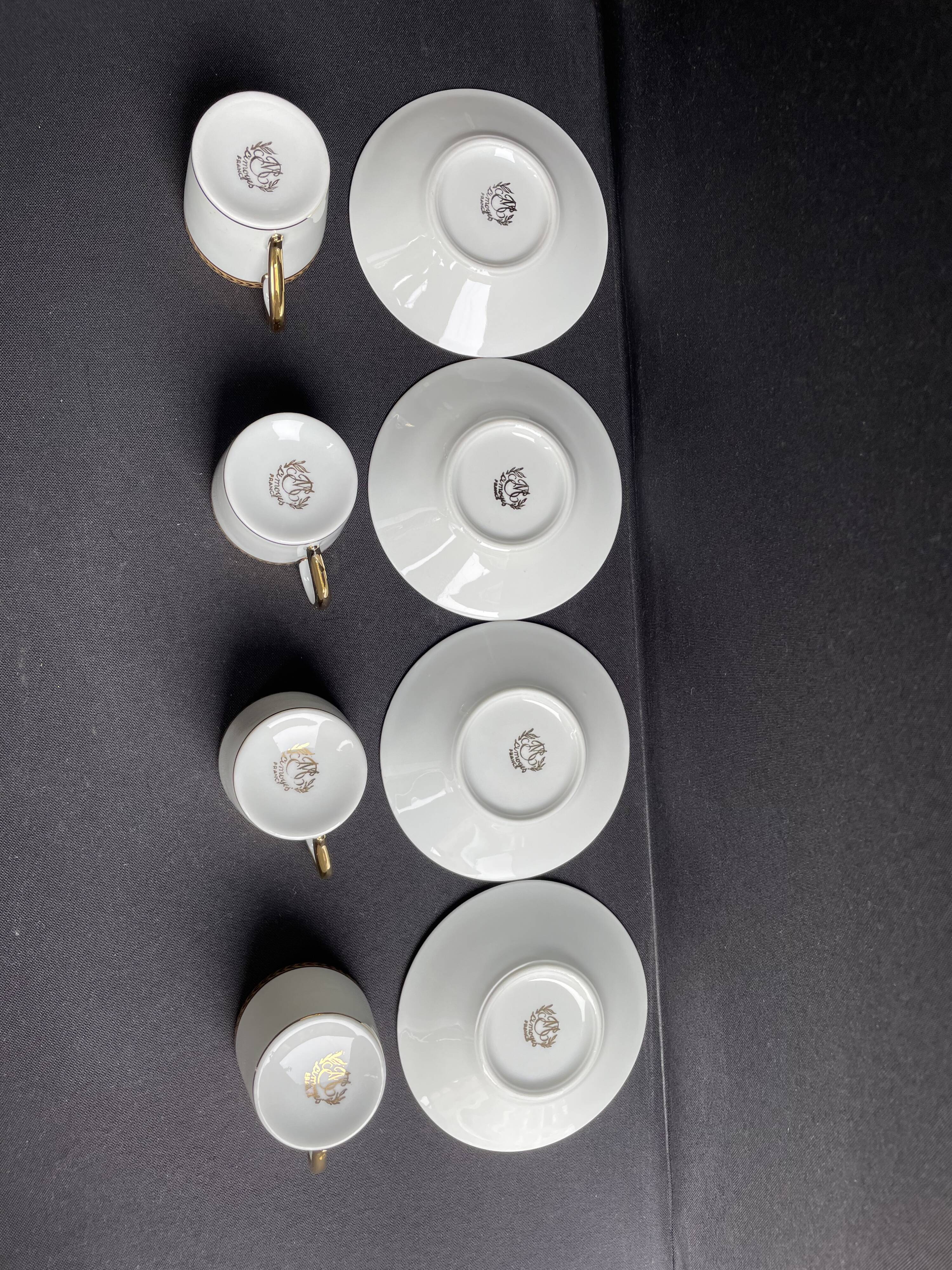 4 Moka Cups and their saucer – Limoges Porcelain