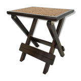 Wood and caning folding stool