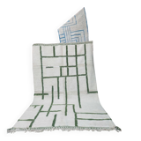 Large Beni Ouarain Berber rug in cream & green 300x200 cm – Handcrafted wool