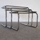 Nested tables with tubular chrome and smoked glass, France 1970.