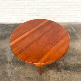 Mid Century Solid Teak Round Danish Coffee Table by John Boné for Mikael Laursen, 1970s.