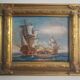 Oil on canvas signed Haney marine in gold frame