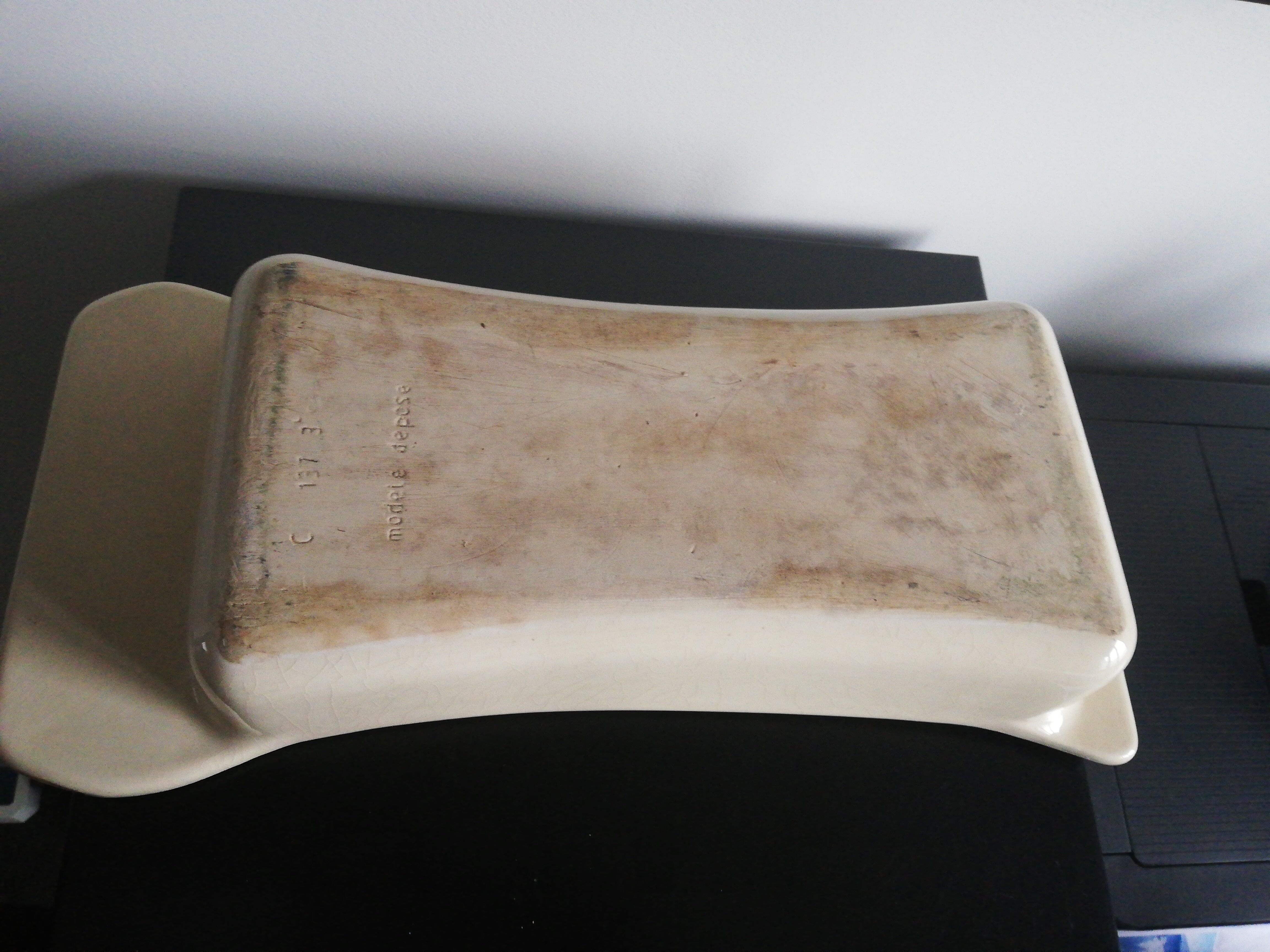 Earthenware terrine-shaped asparagus dish