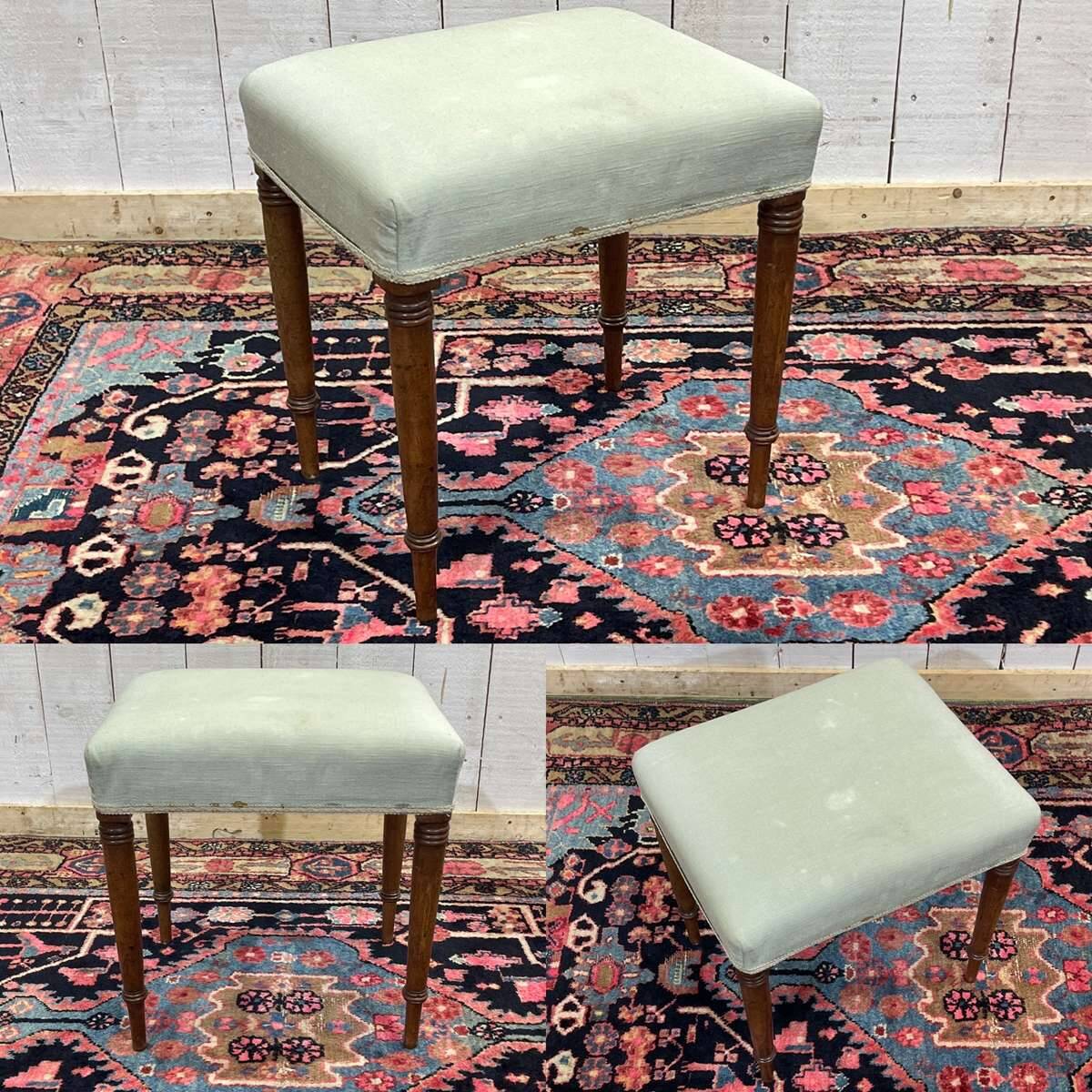 1950s English vanity stool in walnut.