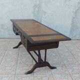 English double-sided mahogany desk