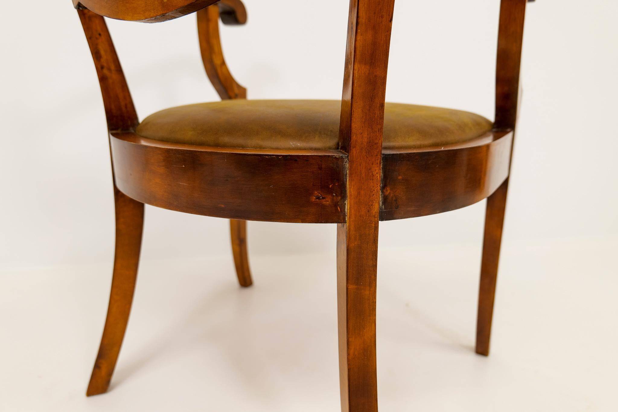 Swedish office chair in lacquered birch, mahogany brown, Sweden, 1920s.