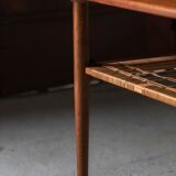 Table basse 'Planche de surf' en bois de teck avec étagère à magazines, design hollandais, années 1960