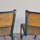Pair of vintage Mullca metal school chairs 1950s