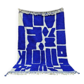 Handmade pure wool carpet in Majorelle blue, 150/250 cm.